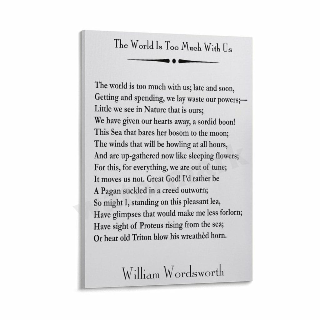 Amazon.com: NYNIOPP William Wordsworth Poem The World Is Too Much With Us Poetry Gift Poem Poster Canvas Painting Posters And Prints Wall Art for ...